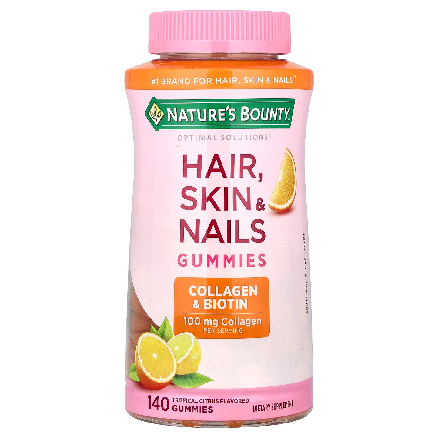 Nature's Bounty, Optimal Solutions®, Hair, Skin & Nails Gummies, Tropical Citrus, 140 Gummies