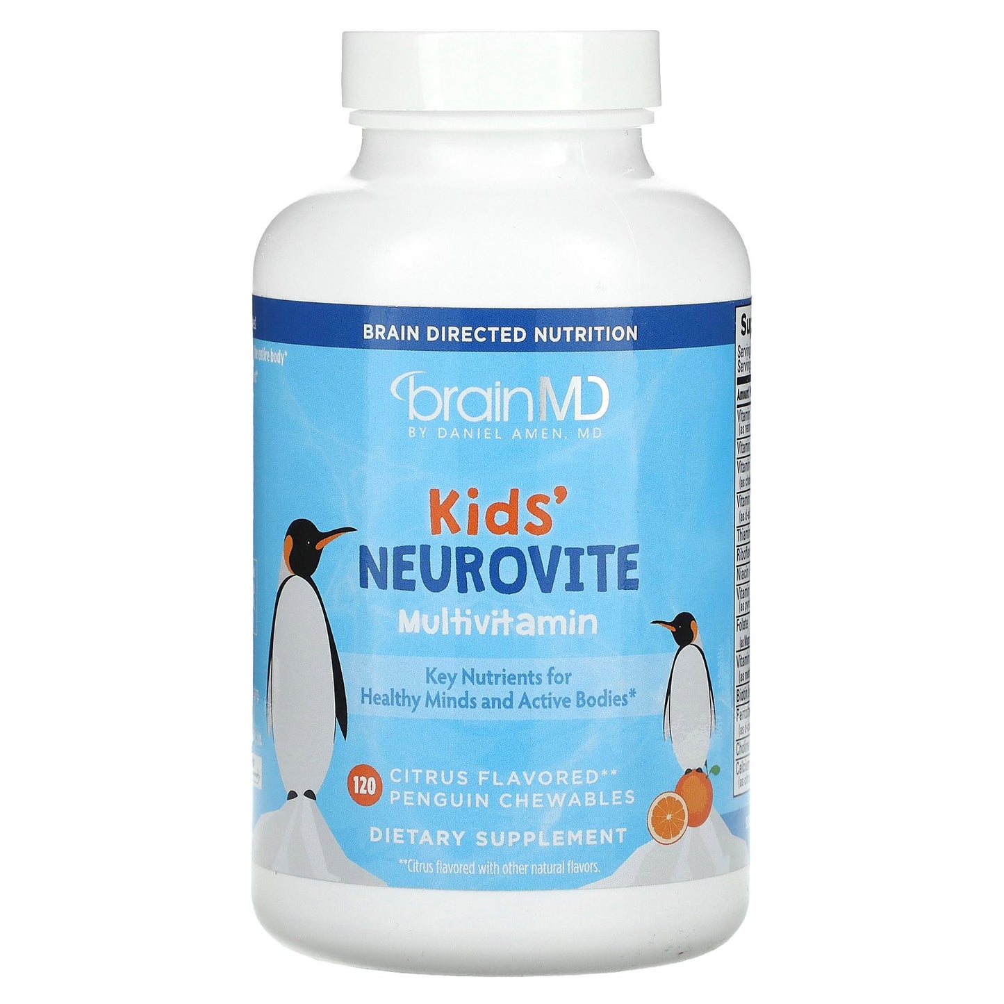 BrainMD, Kids', Neurovite  Multivitamin, Citrus, 120 Penguin Chewables