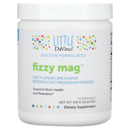 Little DaVinci, Fizzy Mag, Effervescent Magnesium Powder, Lemon Lime, 18.22 oz (516 g)