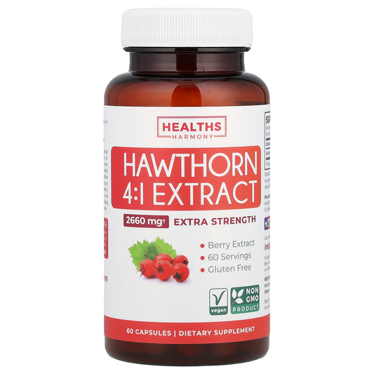 Healths Harmony, Hawthorn 4:1 Extract, 2,660 mg, 60 Capsules