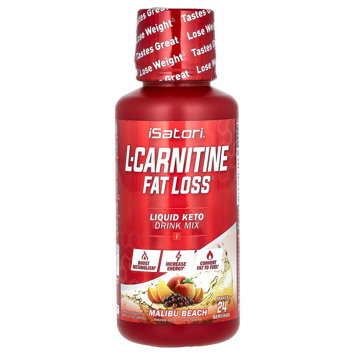 Isatori, L-Carnitine, Malibu Beach, 1.5 g, 12 fl oz (360 ml)