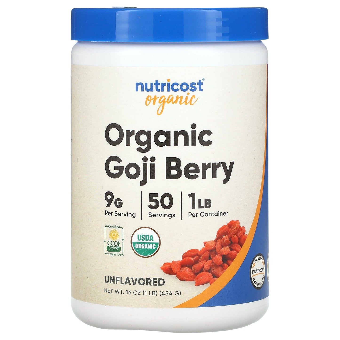 Nutricost, Organic Goji Berry, Unflavored, 1 lb (454 g)