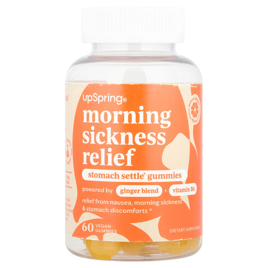 UpSpring, Morning Sickness Relief, Stomach Settle® Gummies, Lemon Ginger, 60 Vegan Gummies