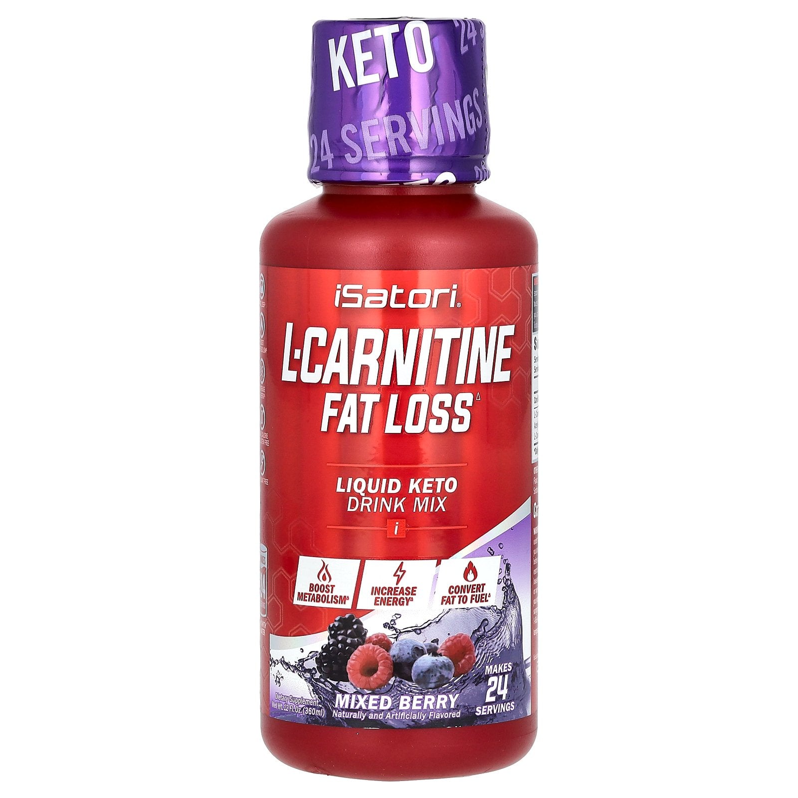 Isatori, L-Carnitine, Mixed Berry, 1.5 g, 12 fl oz (360 ml)