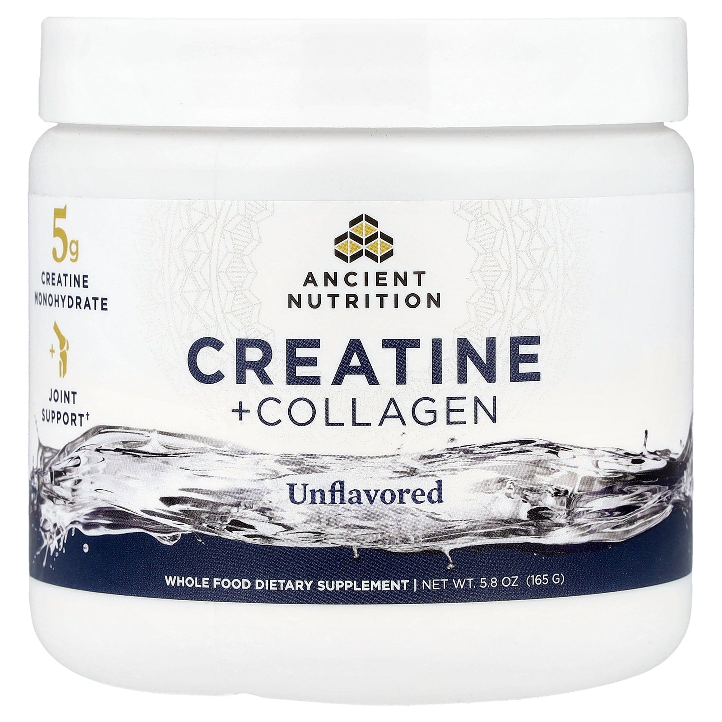 Ancient Nutrition, Creatine + Collagen, Unflavored, 5.8 oz (165 g)