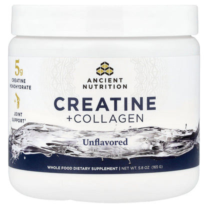 Ancient Nutrition, Creatine + Collagen, Unflavored, 5.8 oz (165 g)