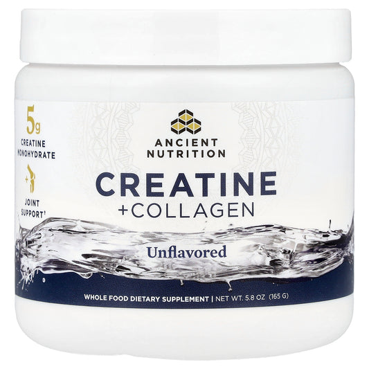 Ancient Nutrition, Creatine + Collagen, Unflavored, 5.8 oz (165 g)