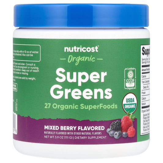 Nutricost, Organic Super Greens, Mixed Berry, 3.9 oz (111 g)