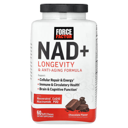 Force Factor, NAD + Longevity & Anti-Aging Formula, Chocolate, 60 Soft Chews