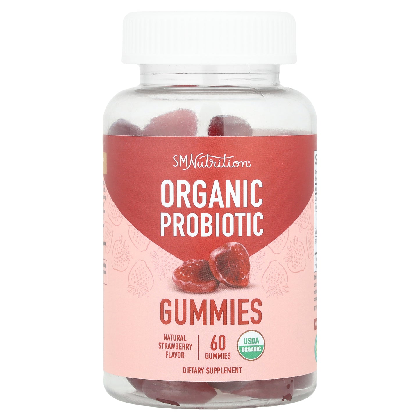 SMNutrition, Organic Probiotic Gummies, Natural Strawberry, 60 Gummies