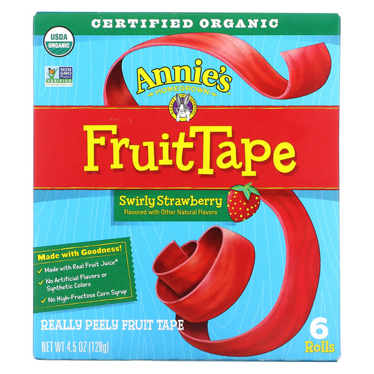 Annie's Homegrown, FruitTape, Swirly Strawberry, 6 Rolls, 4.5 oz (128 g)