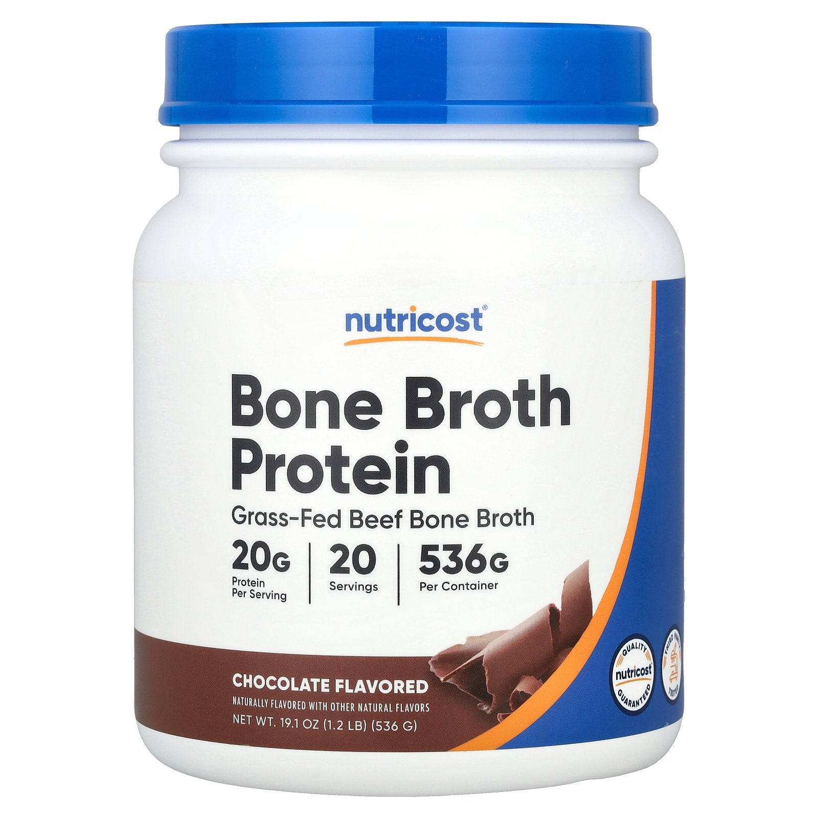 Nutricost, Bone Broth Protein, Chocolate, 1.2 lb (536 g)