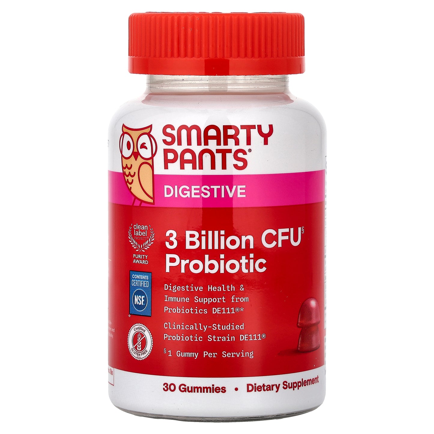 SmartyPants, Digestive, Probiotic Gummies, Strawberry, 30 Gummies