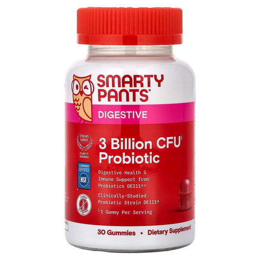 SmartyPants, Digestive, Probiotic Gummies, Strawberry, 30 Gummies