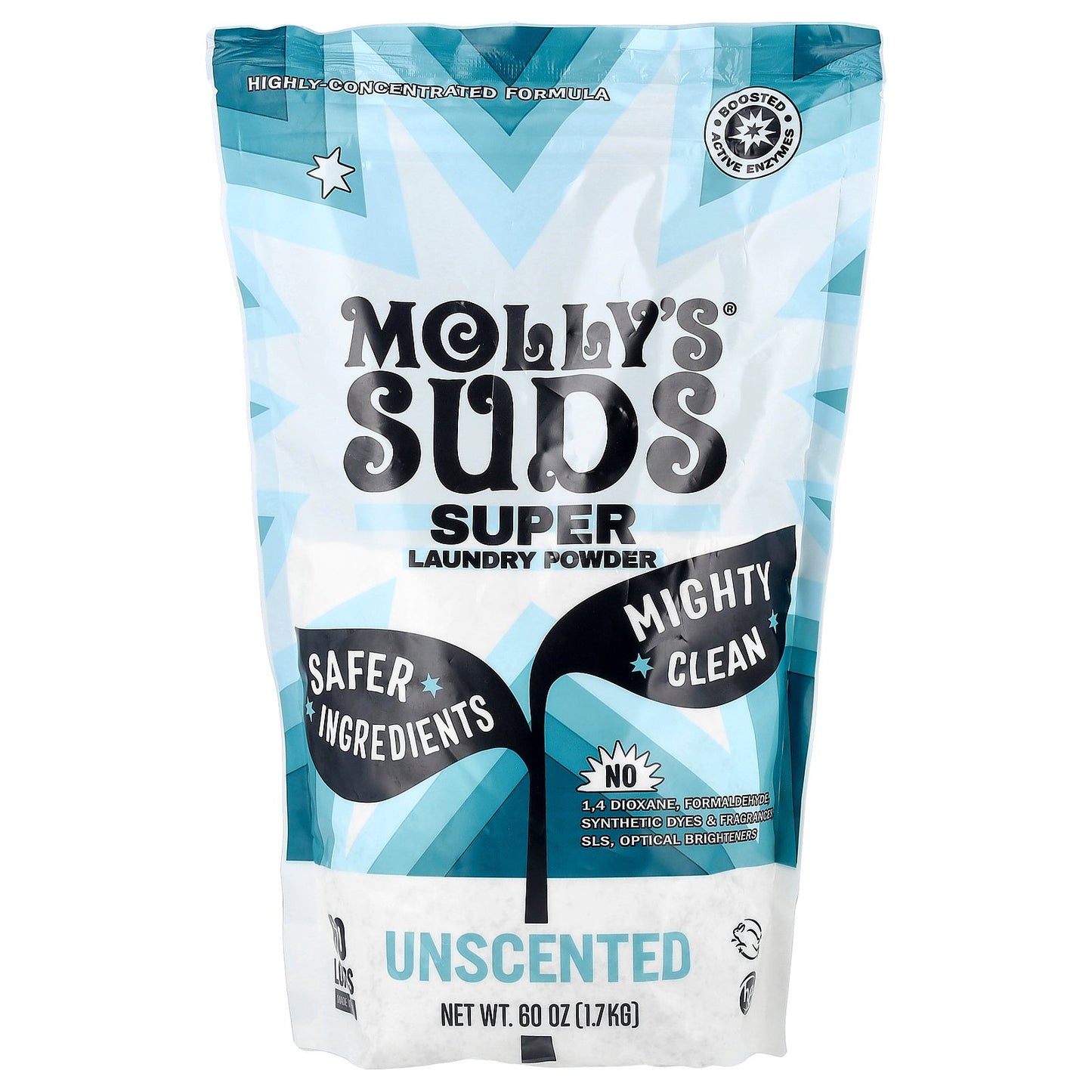 Molly's Suds, Super Laundry Powder, Unscented, 60 Loads, 60 oz (1.7 kg)