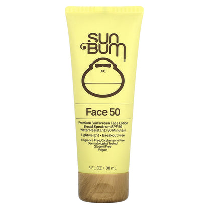 Sun Bum, Premium Sunscreen Face Lotion, SPF 50, Fragrance Free, 3 fl oz (88 ml)