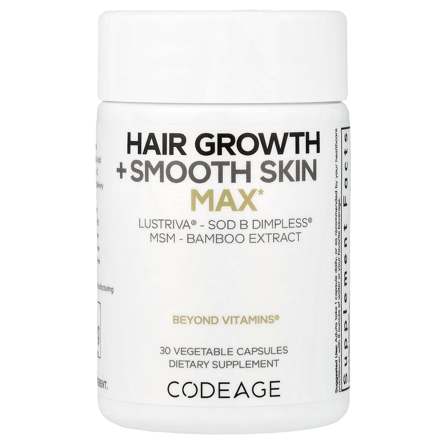 Codeage, Hair Growth + Smooth Skin, Max, 30 Vegetable Capsules