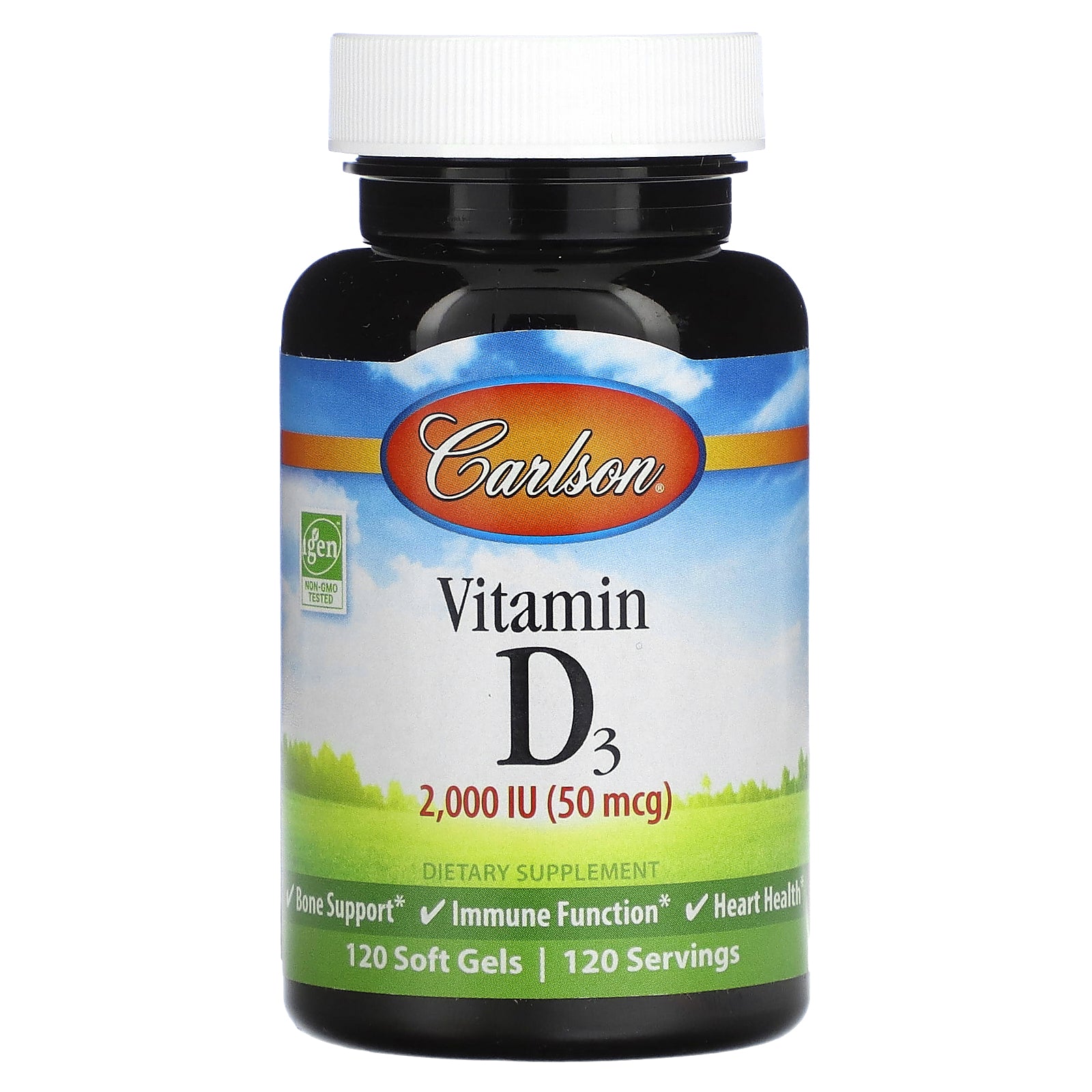 Carlson, Vitamin D3, 50 mcg (2,000 IU), 120 Soft Gels