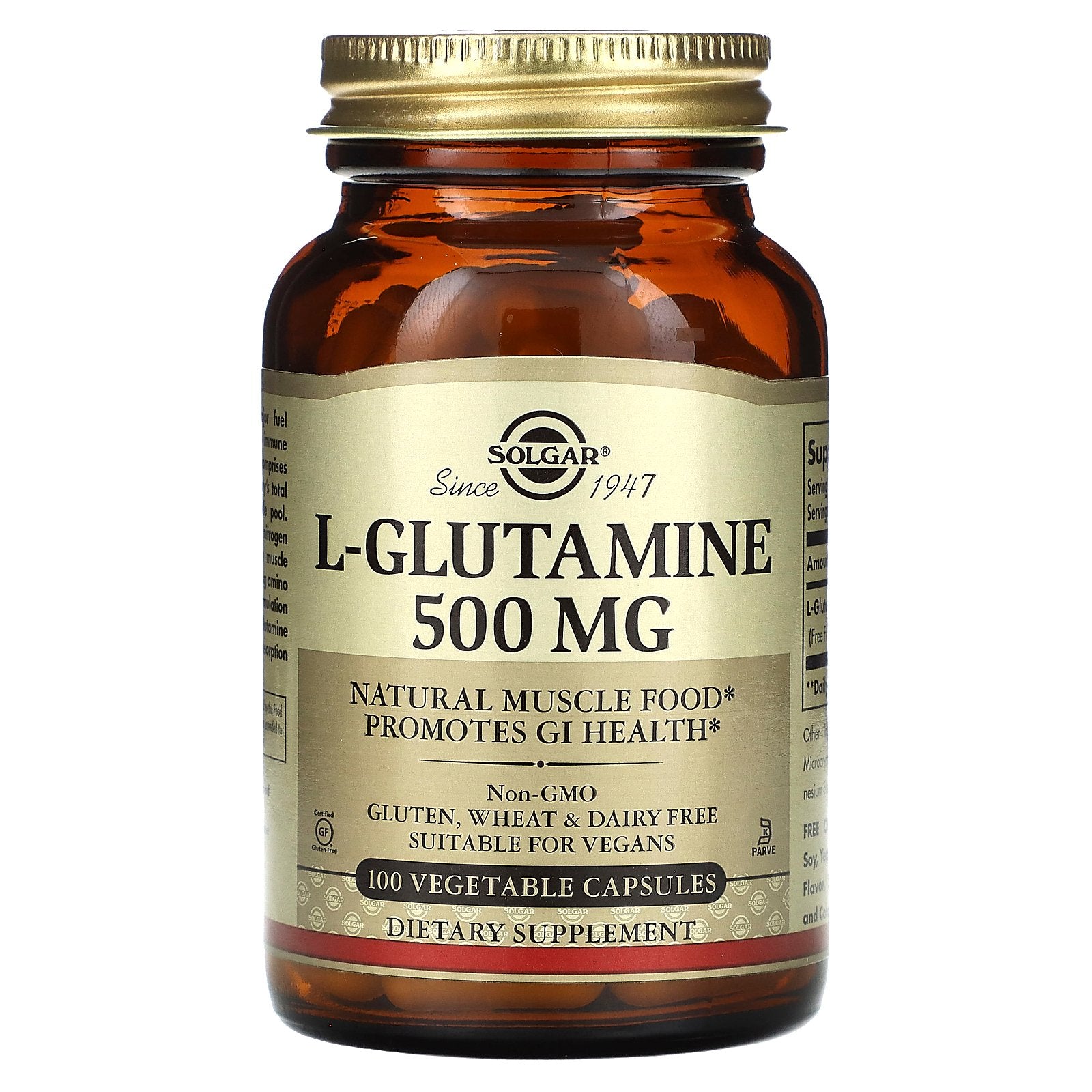 Solgar, L-Glutamine, 500 mg, 100 Vegetable Capsules