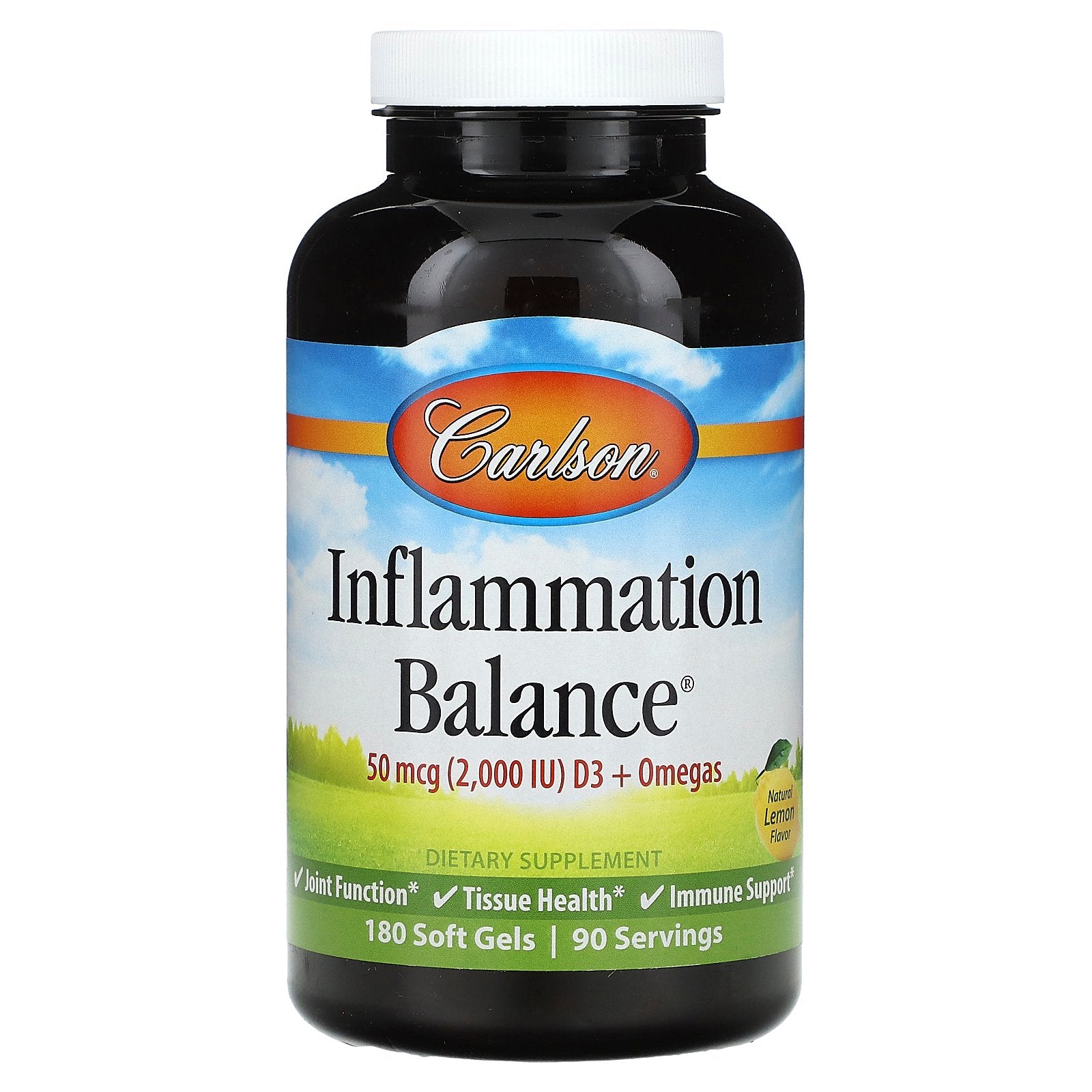 Carlson, Inflammation Balance®, Natural Lemon, 180 Soft Gels