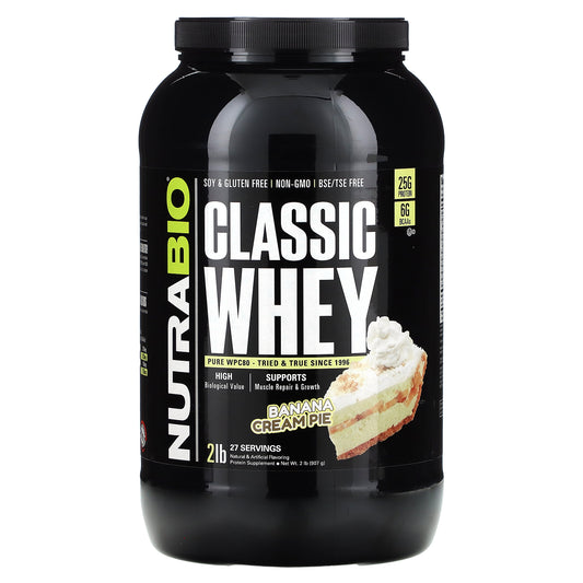 NutraBio, Classic Whey Protein, Banana Cream Pie, 2 lb (907 g)