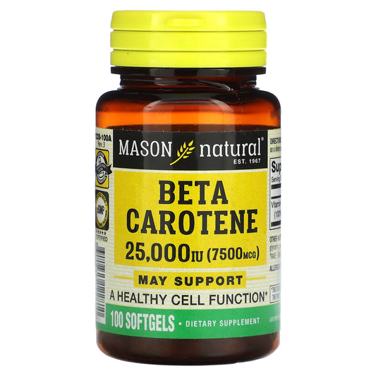 Mason Natural, Beta Carotene, 25,000 IU (7500 mcg), 100 Softgels