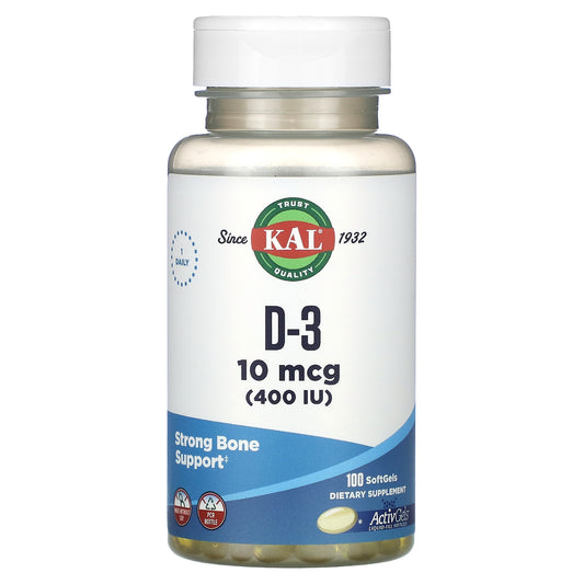 KAL, D-3, 10 mcg (400 IU), 100 Softgels