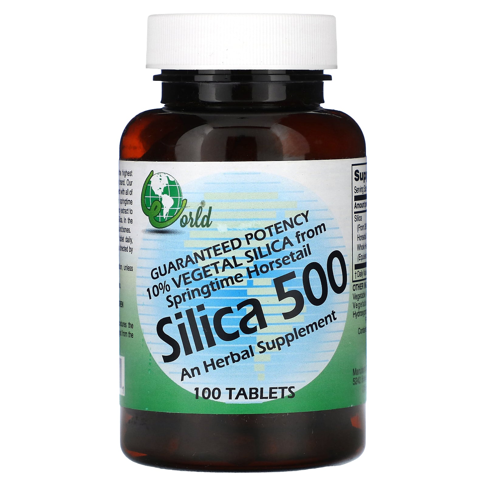 World Organic, Silica 500, 50 mg, 100 Tablet