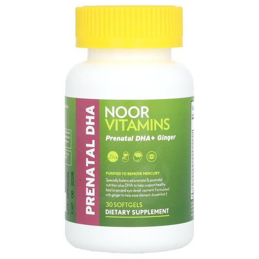 Noor Vitamins, Prenatal DHA + Ginger , 30 Softgels