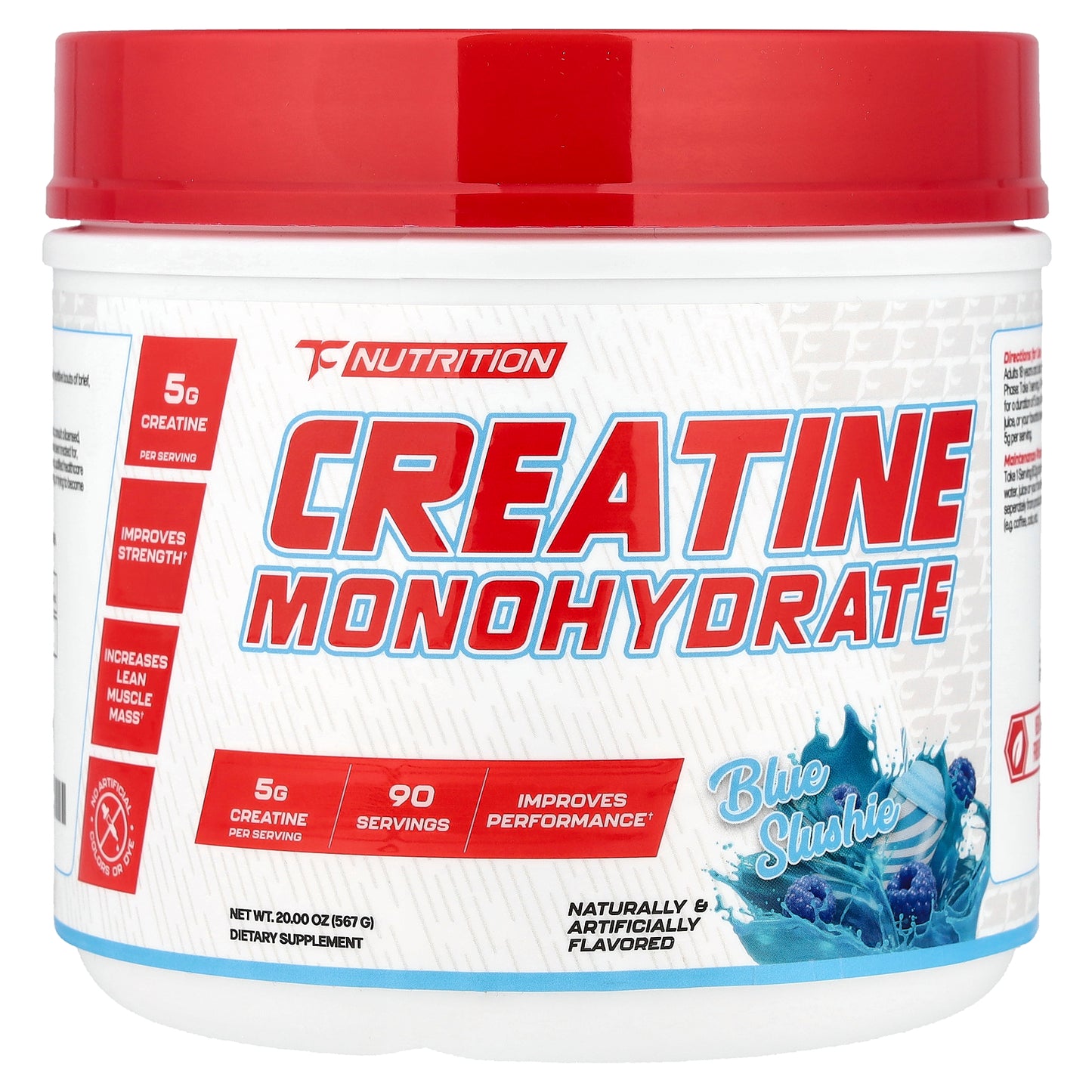 TC Nutrition, Creatine Monohydrate, Blue Slushie, 90 Servings, 20 oz (567 g)