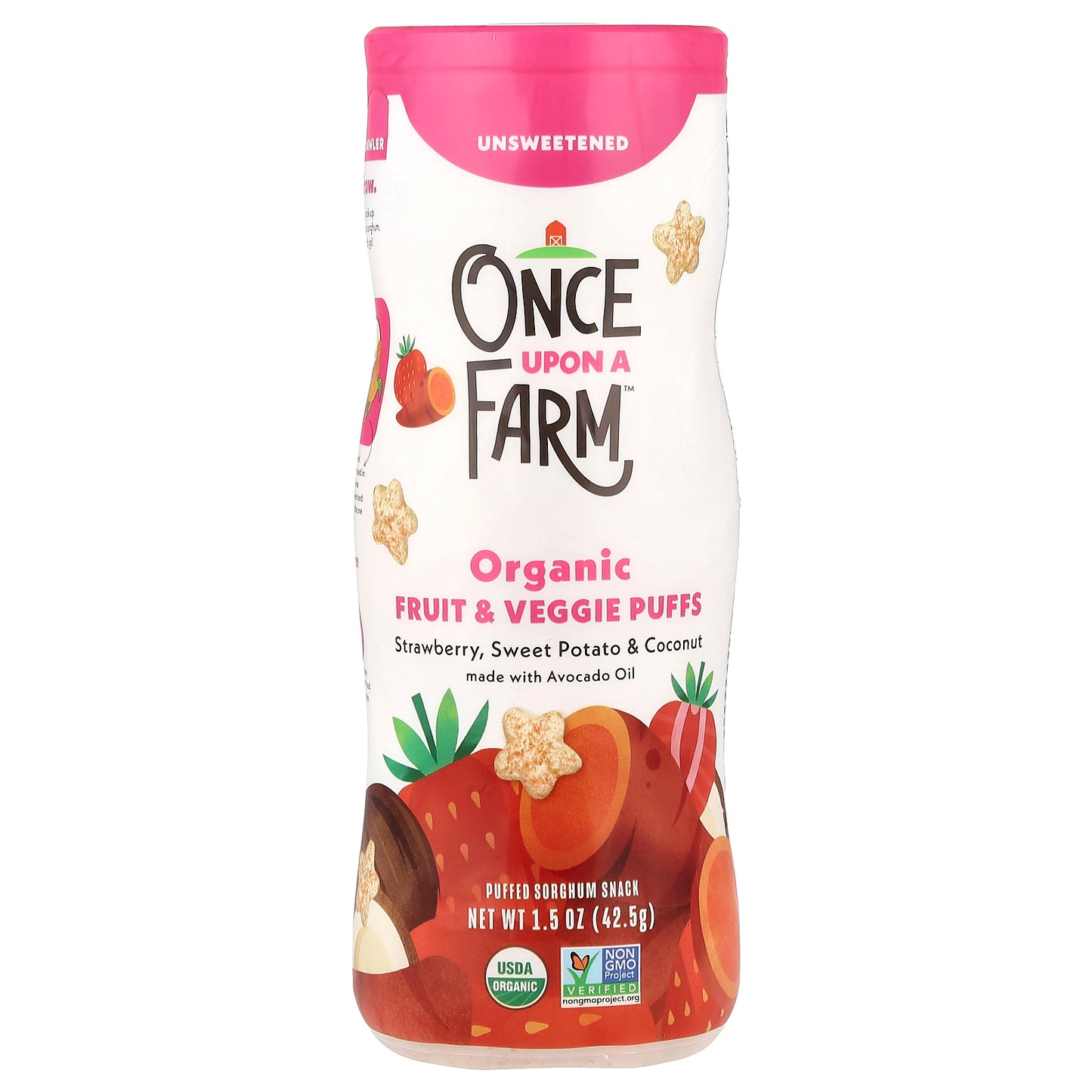 Once Upon A Farm, Organic Fruit & Veggie Puffs, Strawberry, Sweet Potato & Coconut, Unsweetened, 1.5 oz (42.5 g)