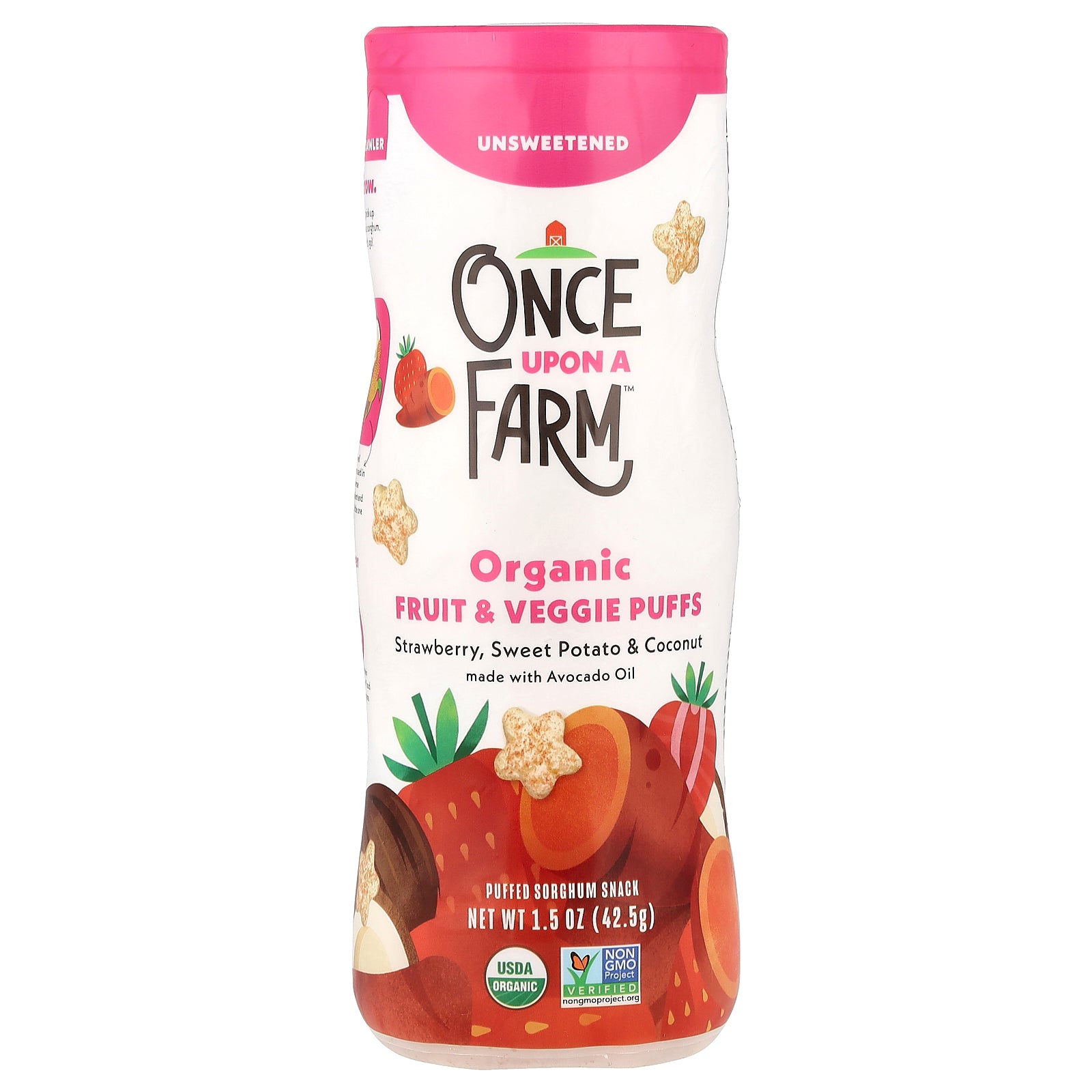 Once Upon A Farm, Organic Fruit & Veggie Puffs, Strawberry, Sweet Potato & Coconut, Unsweetened, 1.5 oz (42.5 g)