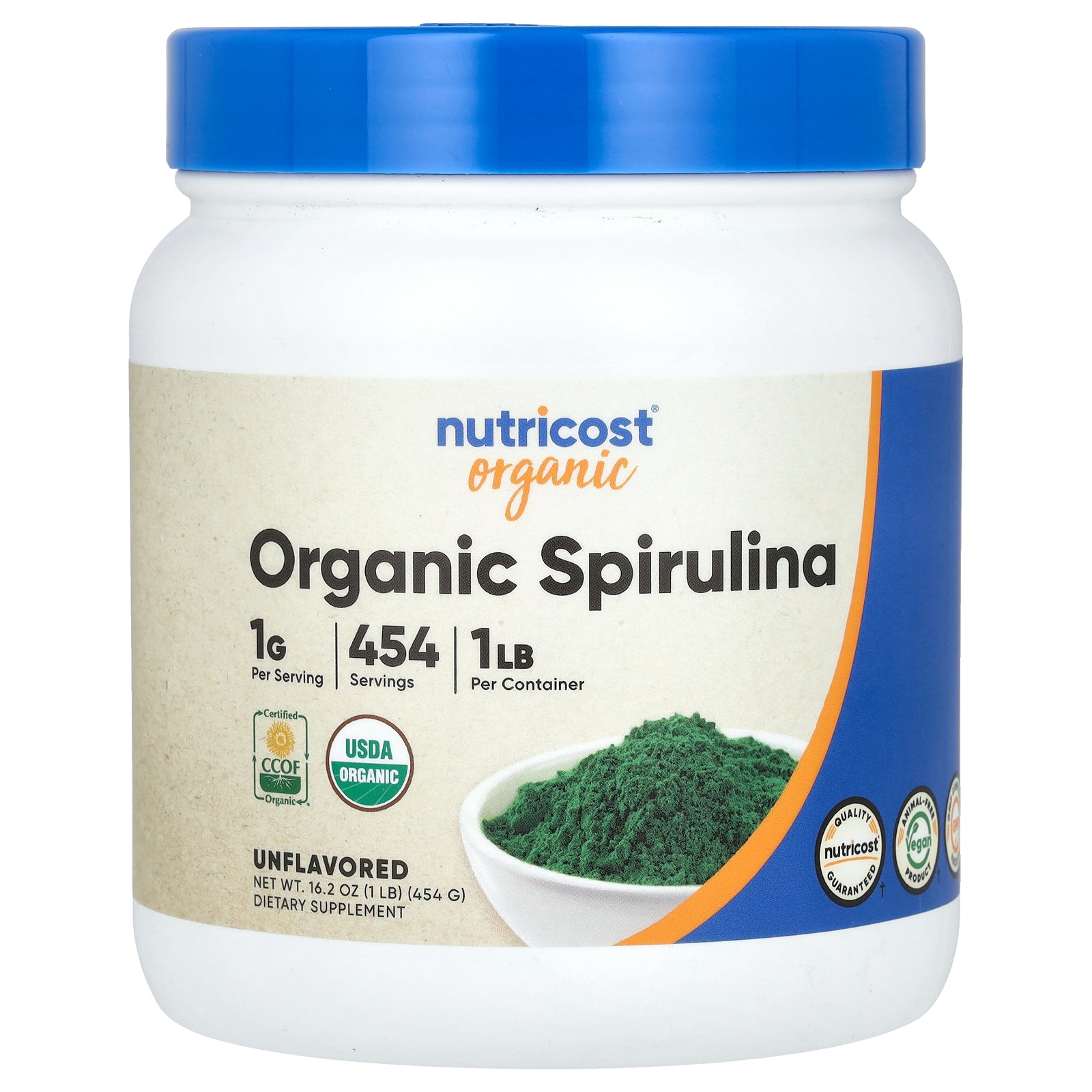 Nutricost, Organic Spirulina, Unflavored, 16.2 oz (454 g)