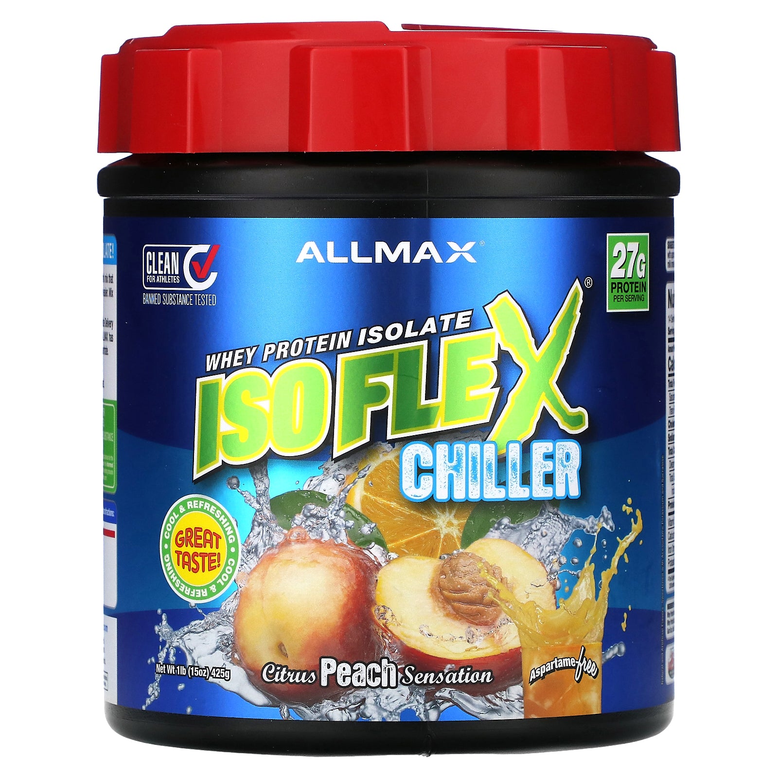 ALLMAX, ISOFLEX® Chiller, Whey Protein Isolate, Citrus Peach Sensation, 1 lb (425 g)