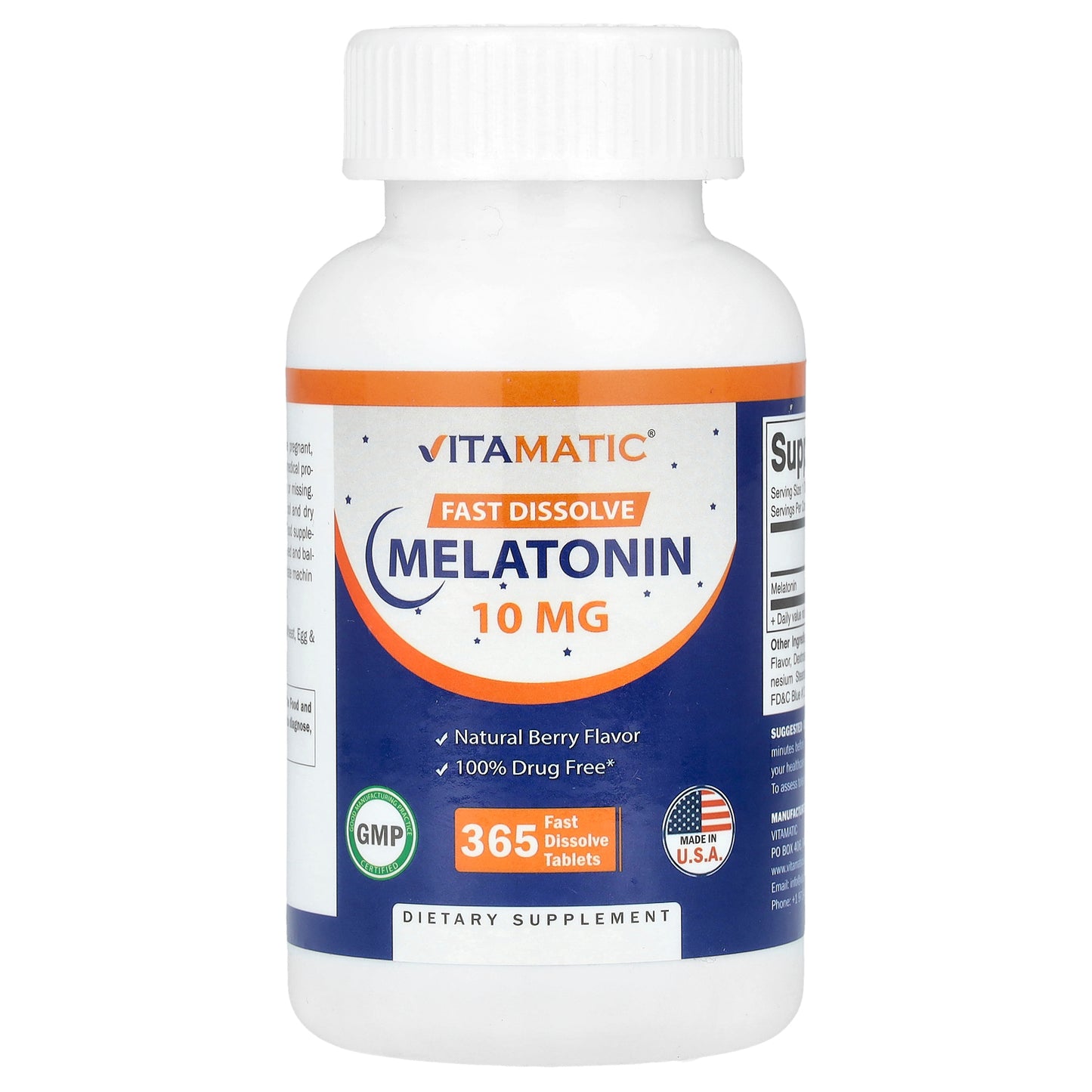 Vitamatic, Melatonin, Berry, 10 mg, 365 Fast Dissolve Tablets