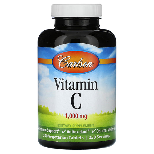 Carlson, Vitamin C, 1,000 mg, 250 Vegetarian  Tablets