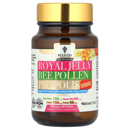 Bee & You, Royal Jelly Bee Pollen Propolis Chewable, 60 Tablets
