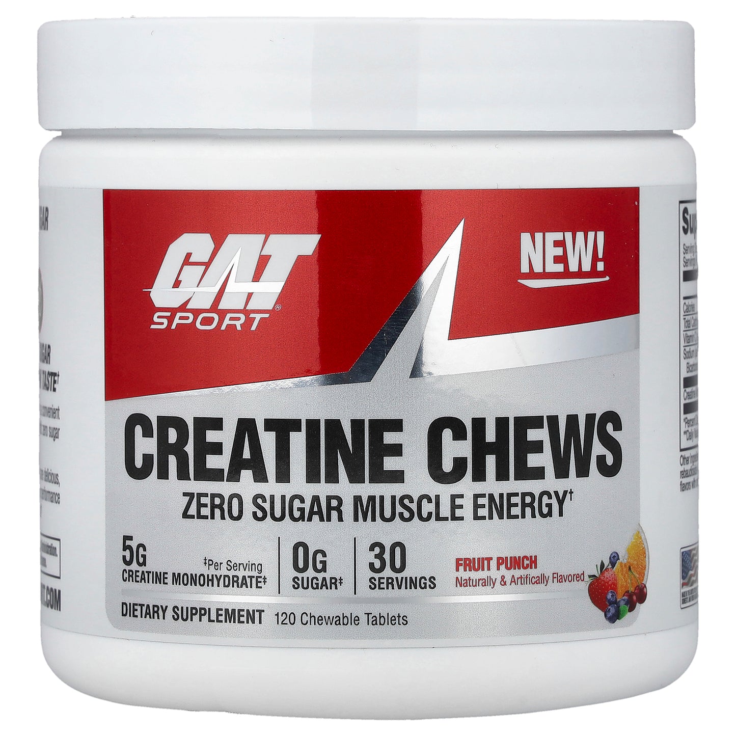 GAT, Sport, Creatine Chews, Fruit Punch, 120 Chewable Tablets