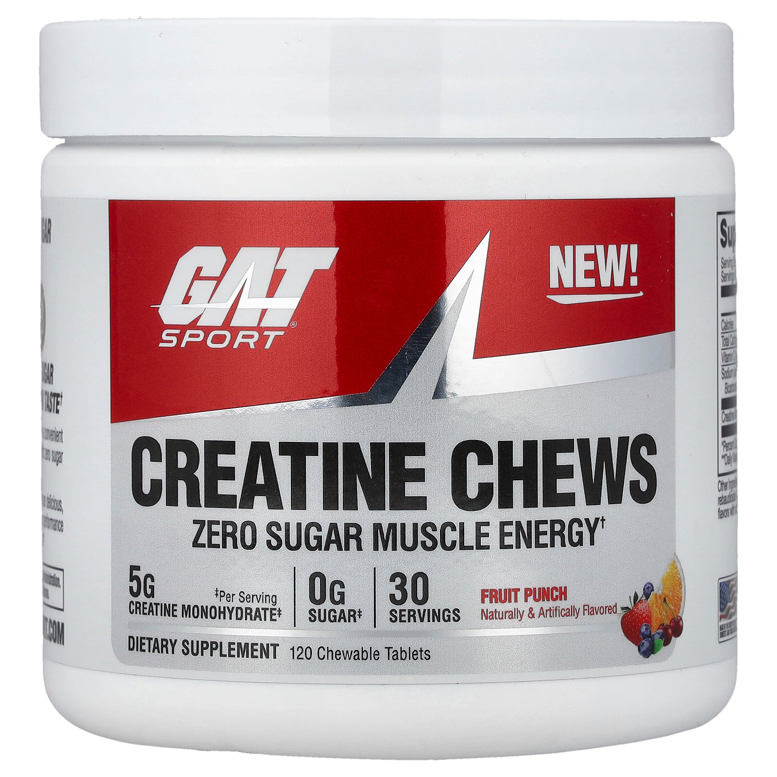 GAT, Sport, Creatine Chews, Fruit Punch, 120 Chewable Tablets