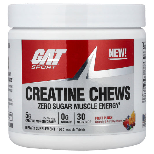 GAT, Sport, Creatine Chews, Fruit Punch, 120 Chewable Tablets