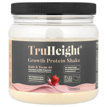 TruHeight, Growth Protein Shake, Kids & Teens 4+, Strawberry Milk, 14 oz (400 g)