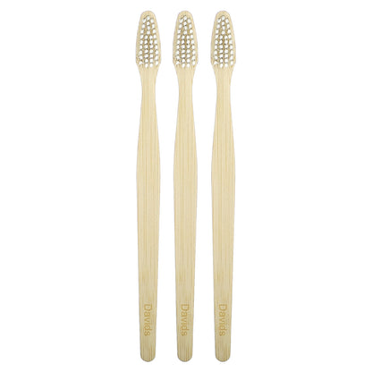 Davids, Premium Bamboo Toothbrush, Soft, Adult, 3 Toothbrushes