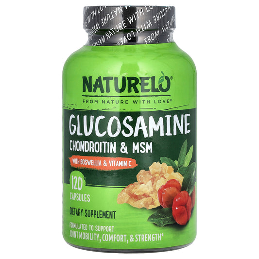 NATURELO, Glucosamine Chondroitin & MSM With Boswellia & Vitamin C, 120 Capsules