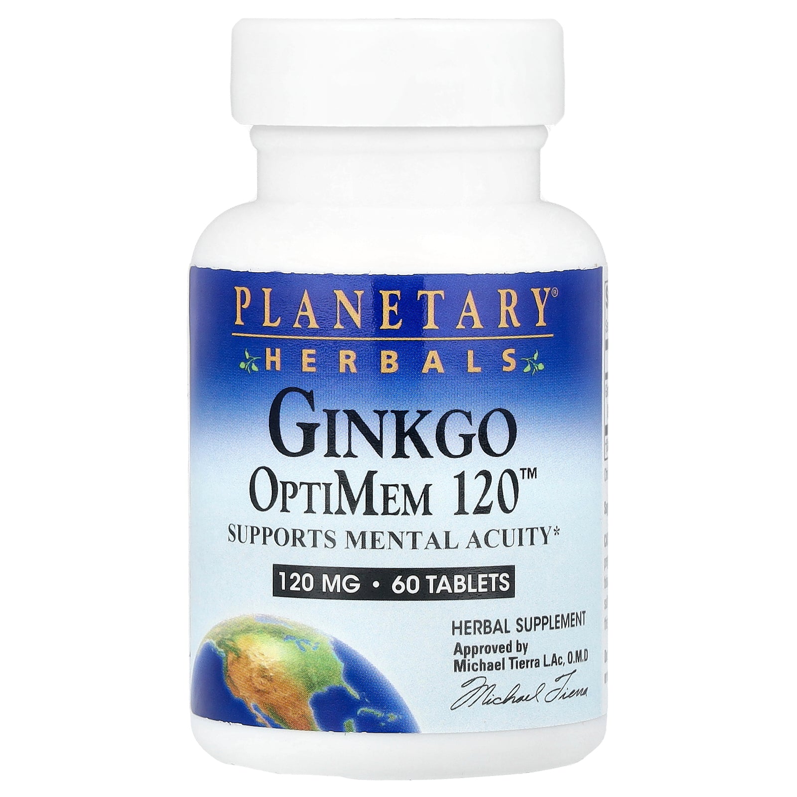 Planetary Herbals, Ginkgo OptiMem 120™, 120 mg, 60 Tablets