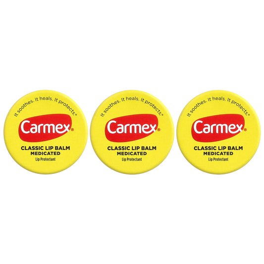 Carmex, Classic Lip Balm, Medicated, 3 Jars, 0.25 oz (7.5 g) Each