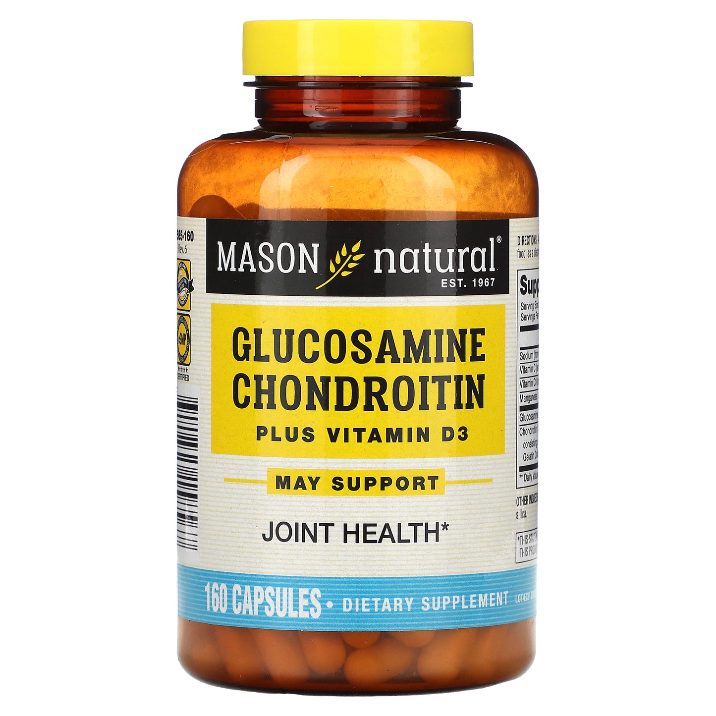 Mason Natural, Glucosamine Chondroitin Plus Vitamin D3, 160 Capsules