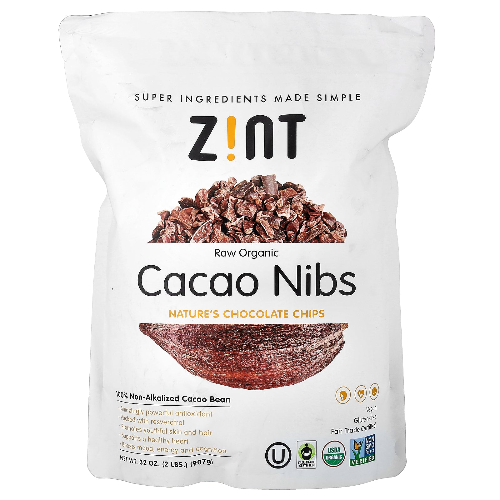 Zint, Raw Organic Cacao Nibs, 32 oz (907 g)