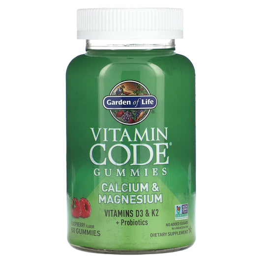 Garden of Life, Vitamin Code Gummies, Calcium & Magnesium, Raspberry, 60 Gummies