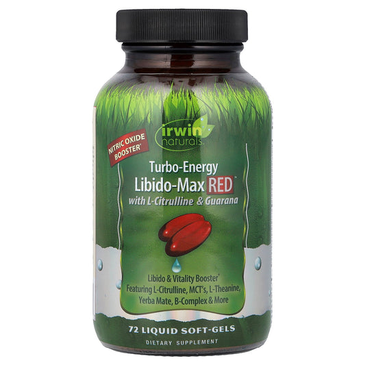 Irwin Naturals, Turbo-Energy, Libido-Max RED™ With L-Citrulline & Guarana, 72 Liquid Soft-Gels