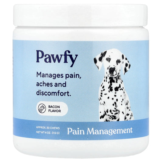 Pawfy, Pain Management, For Dogs, 6 Months+, Bacon, 30 Chews, 4 oz (113 g)